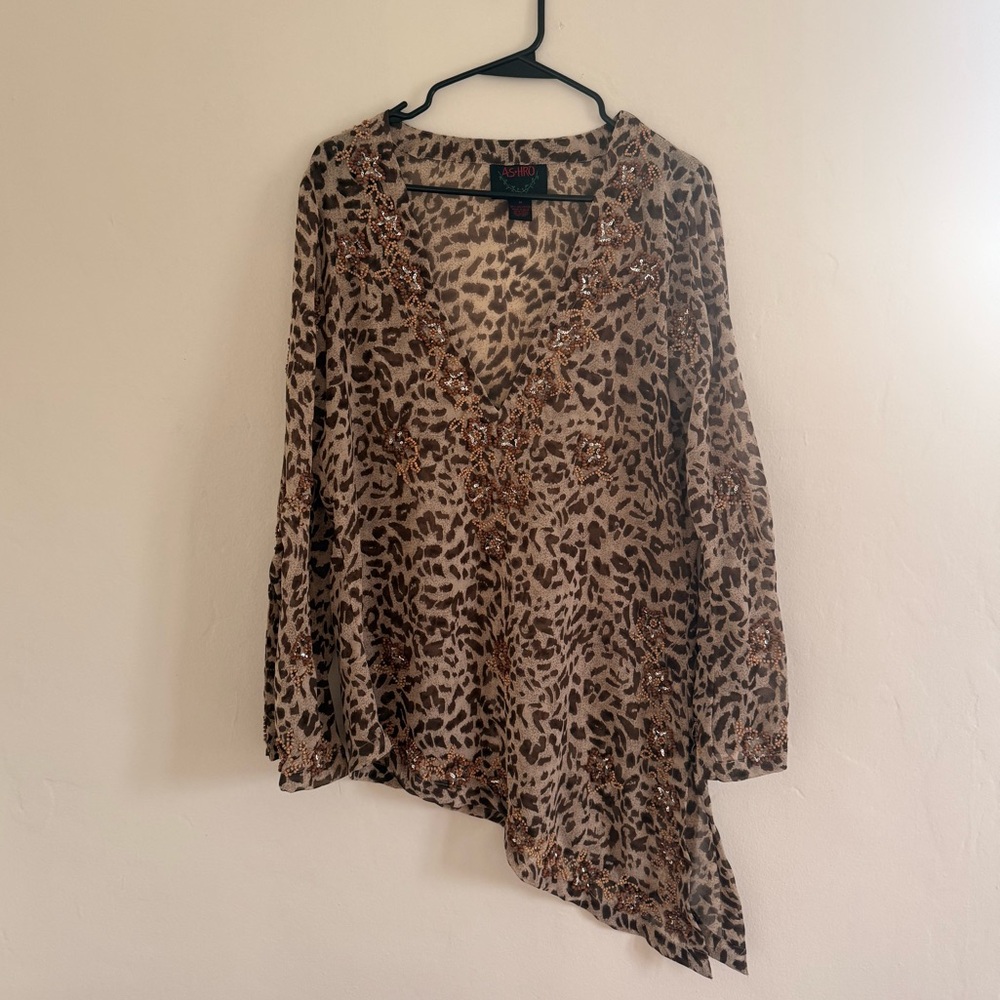 Ashro Leopard Print Top / Cover Up